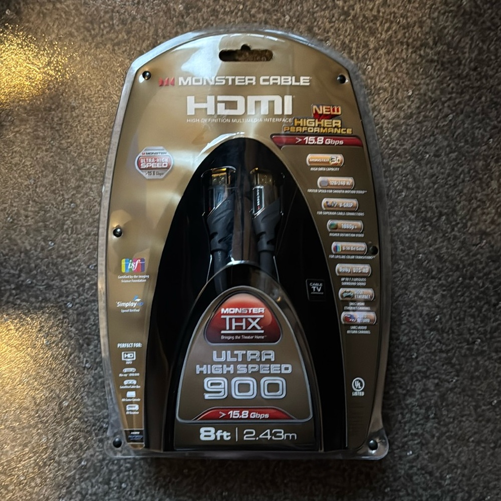 Monster Cable Ultra High Speed HDMI Cable - 8ft NEW IN SEALED BOX